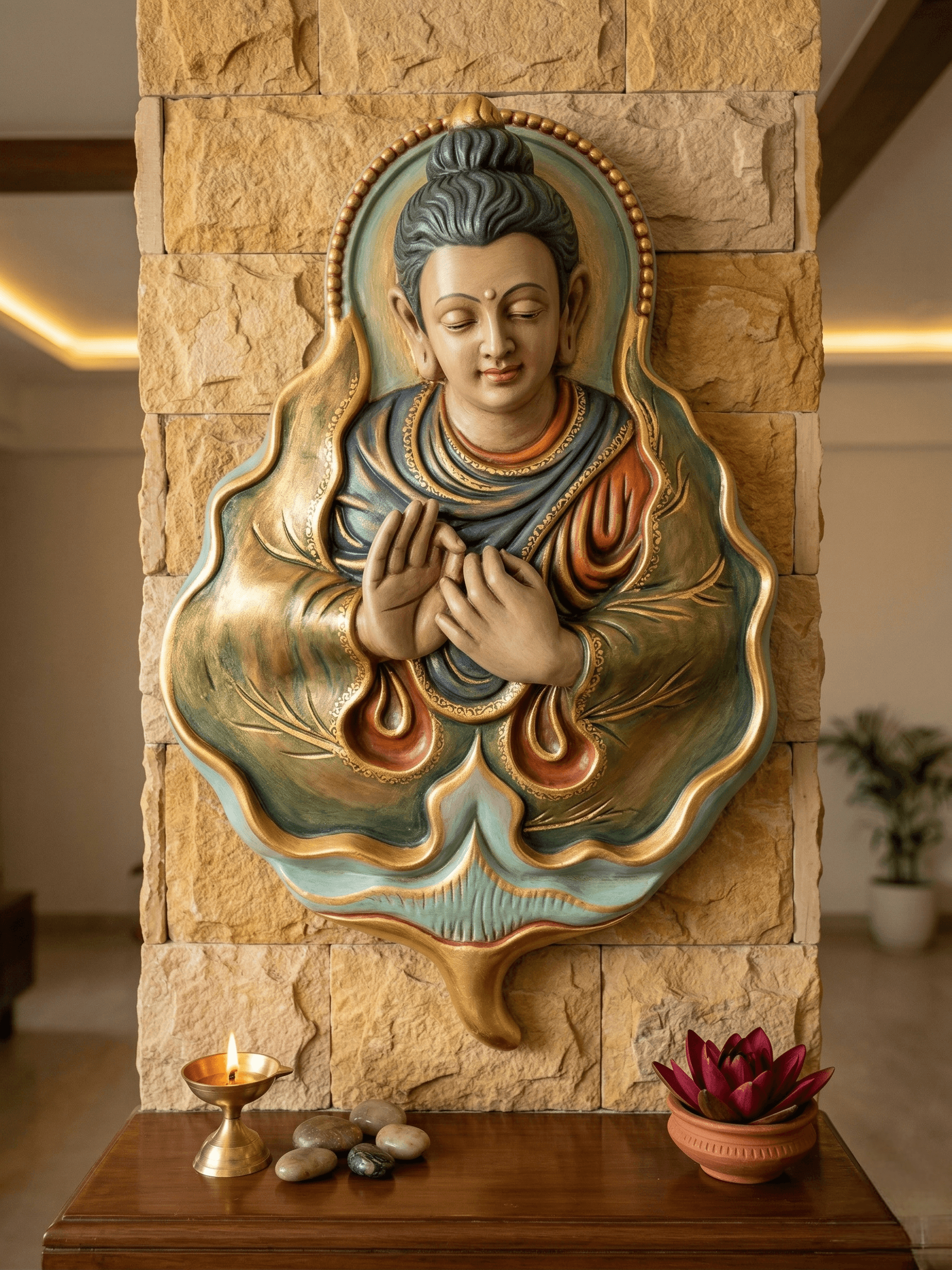 Buddha 3D Relief Mural_Wall Art