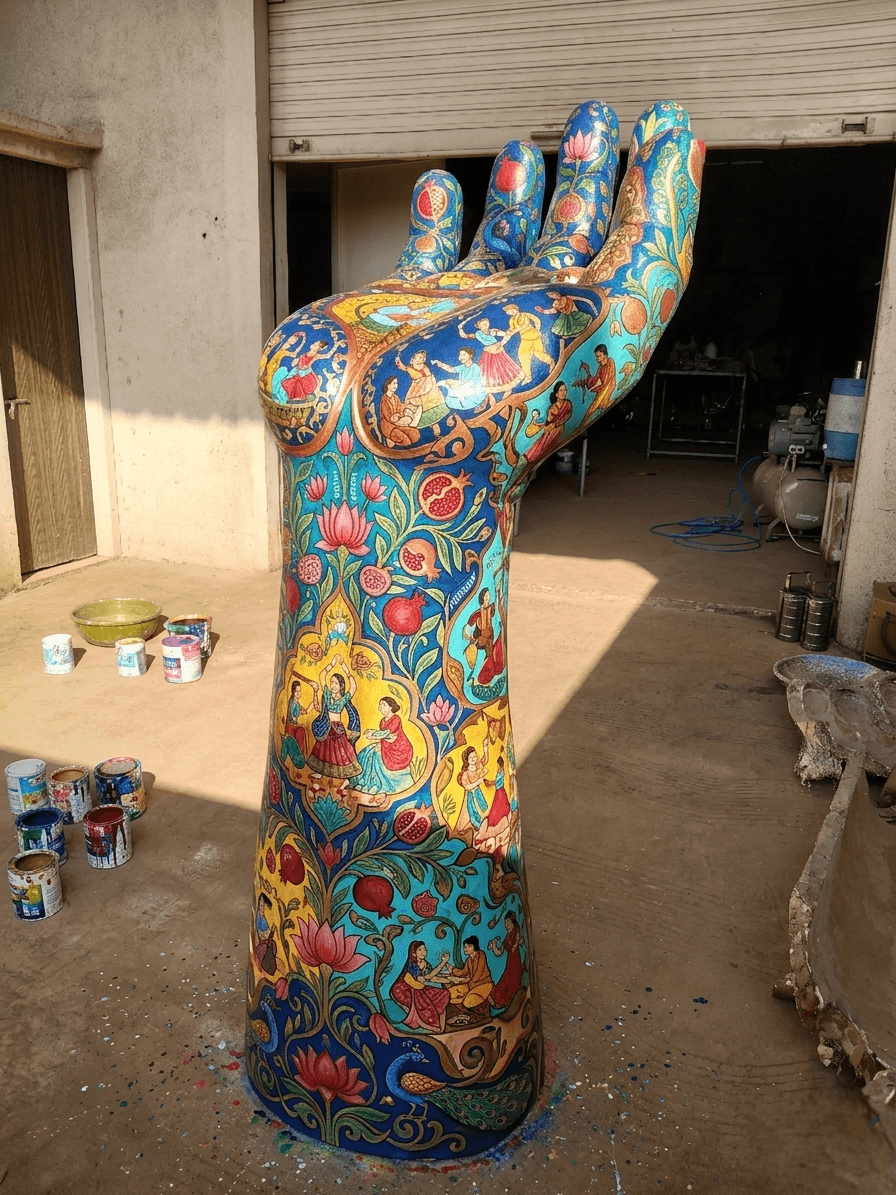 Hand Decore fiber Statue