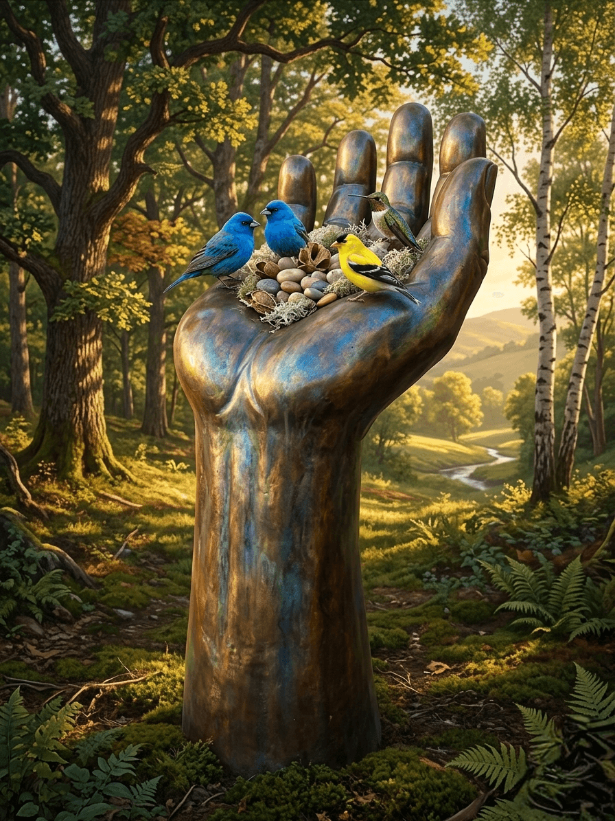 Hand Decore matel Statue alternate view