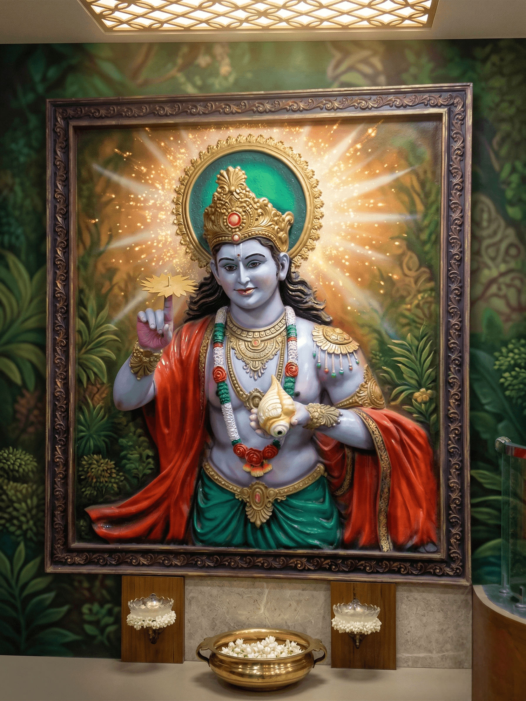 Krishna 3D fiber relief mural